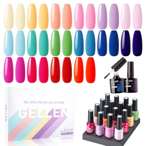 Gellen Gel Nail Polish Set, 16 Colors, UV Gel Polish Kit with Top and Base Coat, All Season Gift Set