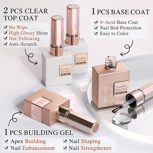 Double Rhythm 28Pcs 0.5Oz Gel Nail Polish Set Same Color Same Bottle Soak Off Gel Polish Kit Nail Art Manicure Salon DIY at Home for Women (Red Pink Collection-T24-4)