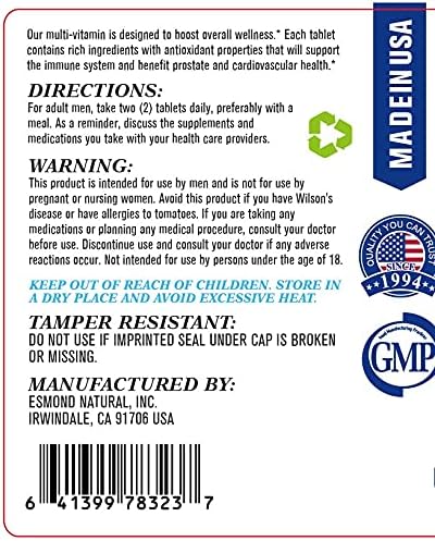 Men's Vitality Complex (Advanced Multivitamin and Mineral Supplement for Men. Supports Energy and Vitality), GMP, Natural Product Assn Certified, Made in USA - 60 Tablets