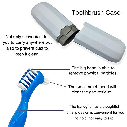 Denture Case Kit - 2 Bath Cups, 2 Brushes & 2 Portable Toothbrush Boxes, Retainer Bath With Lid, Cleaning Boxes, Travel Toothbrush Kit