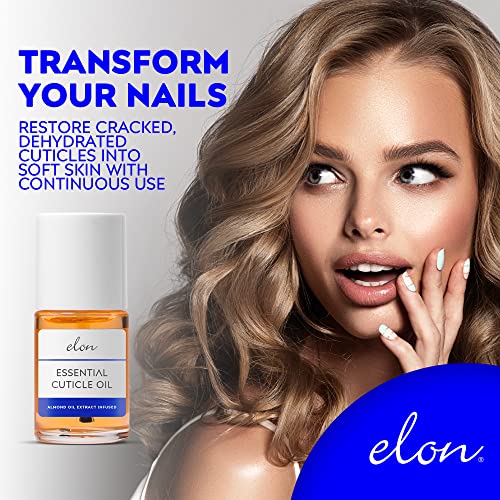 Elon Cuticle Oil for Nails w/Almond Oil Extract - Jojoba & Vitamin E - Softening & Hydrating Cuticles & Nails – Dermatologist Recommended – Bottle Size 0.5 oz
