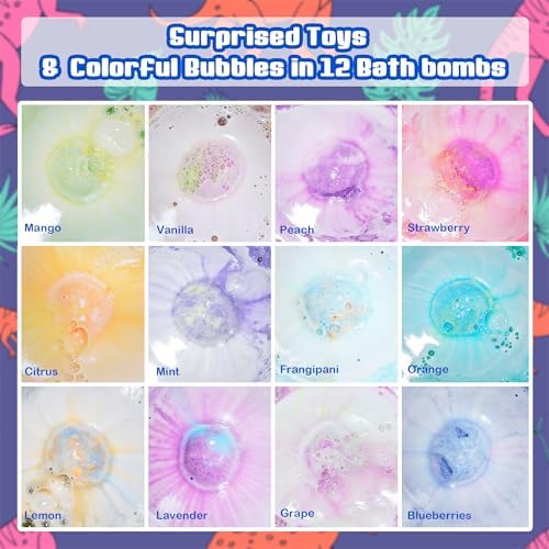 Easter Egg Bath Bombs for Kids with Surprise Inside, 12 Pack Kids Bath Bombs Gift Set for Easter Basket Stuffers, Dino Egg Bath Bomb Kit Fillers Bubble Bath Dinosaur Bath for Boys Girls Birthday