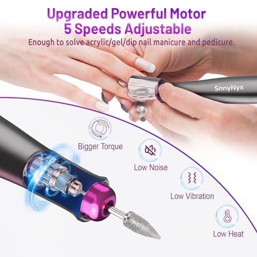 Cordless Electric Nail Drill Professional, Acrylic Nail Kit for Nail Polish Remover, Electric Nail File Buffer Grinder, Portable Rechargeable Nail Filer Electric Manicure and Pedicure kit