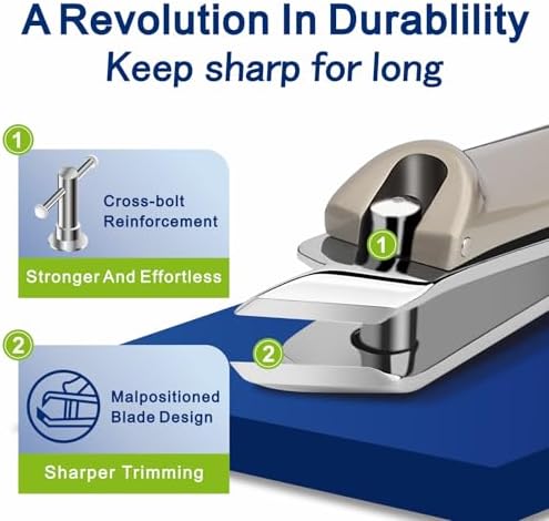 DIGNITY Nail Clippers for Men Women Seniors with Catcher and Safety Lock,Wide Jaw Opening,Thick Fingernail Toenail Clipper Set, Slanted Edge Nail Clippers,Ear Picker,Nail File,with Case,4 Pcs Set