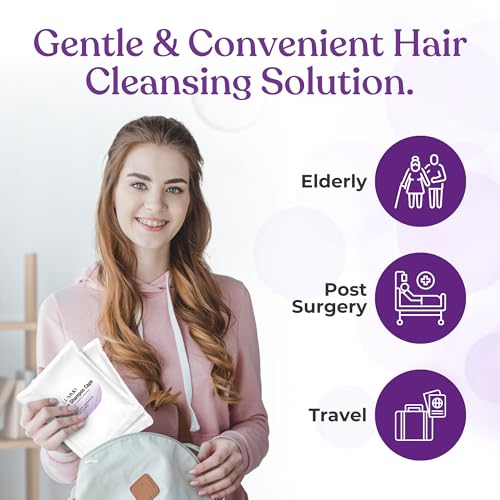 No Rinse Shampoo Caps - 6 Pack Shampoo Caps No Rinse for Elderly and Bedridden Patients Hair wash - Shower Caps No Rinse with Waterless Shampoo & Conditioner with Aloe Vera & Vitamins