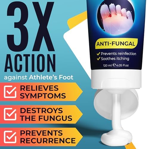 Foot Cream | Athlete’s Foot Cream for Cracked Heels, Dry Skin & Itchy Feet | Relieves Itching, Burning & Redness | Antifungal Treatment Helps with Nail Fungus, Jock Itch & Ringworm | 4.05 fl oz