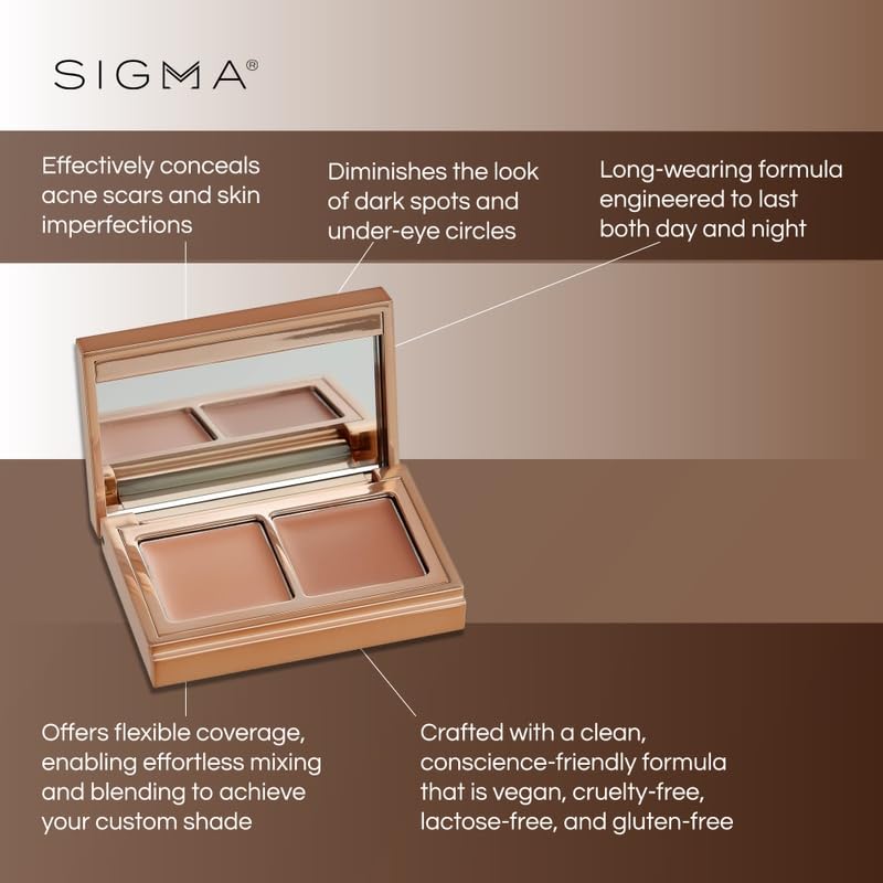 Sigma Beauty Spectrum Color-Correcting Duo – Color Correcting Cream for Concealing and Priming Skin, 2in1 Makeup Set with Buildable, Customizable Shades for all Skin Types (Medium to Dark)