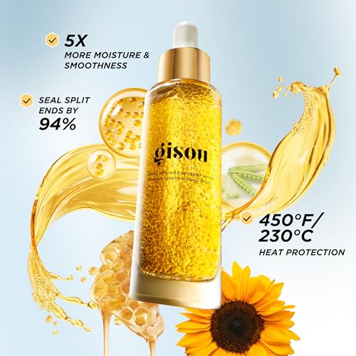 Gisou Honey Infused Hair Repair Serum, Hydrating Serum Helps Repair Damaged, Dry Hair and Prevent Future Breakage, Heat Protectant for Hair, Split Ends Repair, 30ml