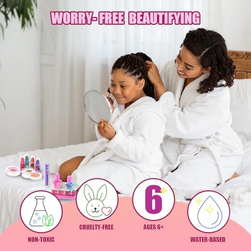 Barbie Car Makeup Kit for Girls, Real Washable Toy Makeup Set, Barbie Gift, Play Makeup and Pretend Play Toys, Perfect for Birthdays, Parties, Sleepovers & Makeovers, Ages 6 and up, by Townley Girl