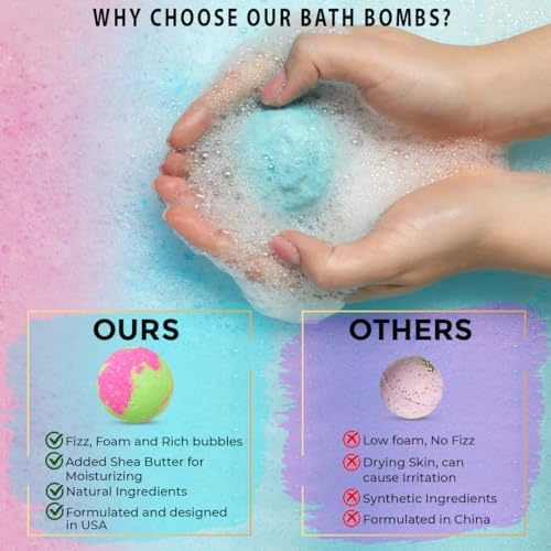 Bath Bombs for Women Gift Set - 24 Natural and Organic Bath Bombs with Essential Oils & Moisturizing Shea Butter, Spa Birthday Gift, Selfcare Gifts for Her, Women, Teen Girls, Kids, Bridesmaid Gift