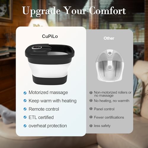 Foot Spa Bath Massager, 2025 Upgraded Foot Bath with Circulation Heat, Motorized Shiatsu Massage Balls, Pedicure Soaking Tub with Waves, Remote, Handle, Feet Stress Relief, Gifts