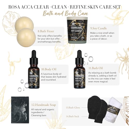 Skin Care Set, 28pcs Body & Facial Kit Gifts for Women & Men includes Face Cream, Bath Oil, Scented Candle, Hyaluronic Acid Face Serum, Facial Skin Care Set, Bath & Body Set, Birthday, Christmas