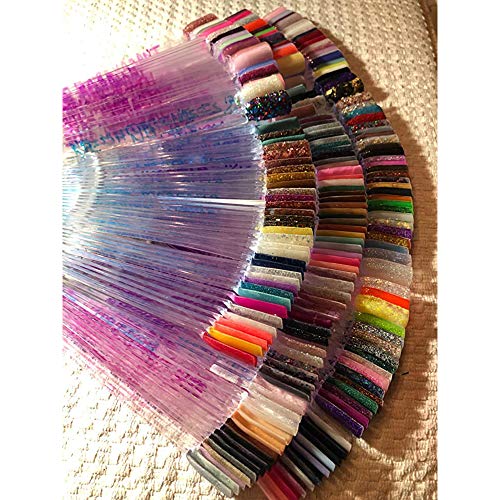 Hedume 12 Set Total 600 Tips Clear Nail Swatches Sticks with Metal Screw Split Ring Holder, Transparent Fan-shaped Nail Art Tips, Nail Art Supplies for Nail Art Polish Display and Home DIY