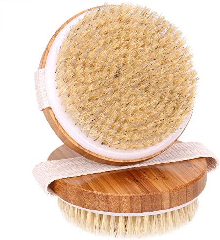 H&S Bamboo Body Dry Brush - Exfoliating Dry Brushing Body Brush - Exfoliator Brusher for Skin - Soft & Hard Bristles Massage - Use on Skin Face Facial - Scrub for Women and Men