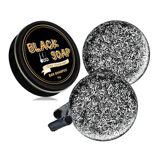 Gray Hair Reverse Bar Soap，Natural Black Soap for Gray Hair Coverage, Darkening Shampoo Bar with Ginseng & Black Sesame, Vegan, Moisturizing & Scalp Care for Men Women，2PACK
