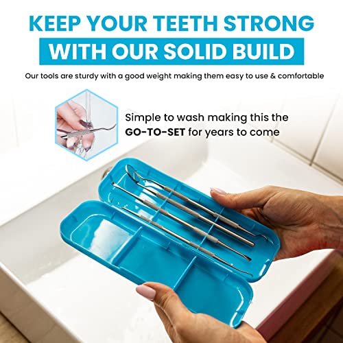 Dental Duty Dental Tools, Dental Pick for Teeth Cleaning Tools – Plaque Remover for Teeth with Teeth Cleaning Kit - Stainless Steel Dental Mirror for Teeth, Scraper and Scaler, (Aqua)