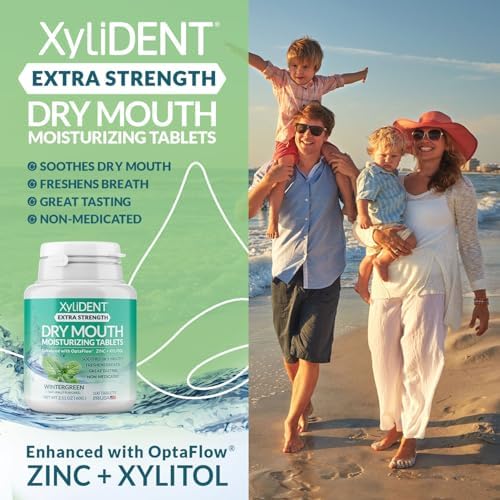 Extra Strength Xylitol Tablets for Dry Mouth Relief - Stimulates Saliva, Freshens Breath, Reduces Acid Production, Fast Acting Relief, 100 Count (Wintergreen)