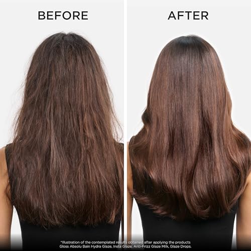 Kerastase Gloss Absolu Anti-Frizz Glaze Milk - Instantly Detangles, Hydrates & Smooths, Eases Blow-Dry, Absorbs Frizz & Fly-Aways, Protects from Heat & Humidity, For Long Hair
