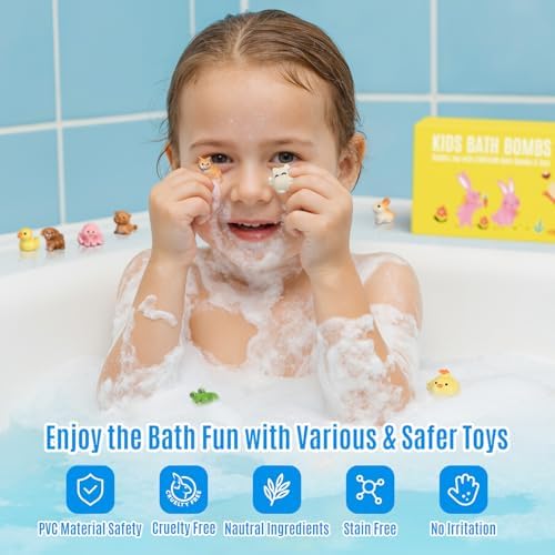Bath Bombs for Kids with Toys Inside, 20 Kids Bath Bombs with Animal Toys Inside, Skin-Friendly, Non Toxic, Handmade Organic Natural Bubble Bath Fizzies, Birthday Gifts for Girls Boys