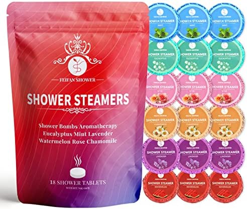 Shower Steamers Aromatherapy, 18-Pack Shower Bombs, Birthday Gifts for Wife Women Mom Her Daughter, Organic Eucalyptus Mint Rose Lavender Chamomile Watermelon Essential Oil, Gifts for Men