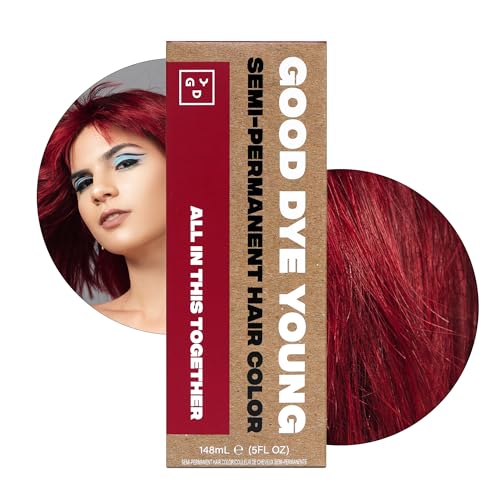 Good Dye Young Semi-Permanent Hair Color, Vegan and Cruelty-Free Red Hair Dye, Last up to 24 Washes, Non-Damaging Conditioning Hair Color (5FL OZ, All in This Together)