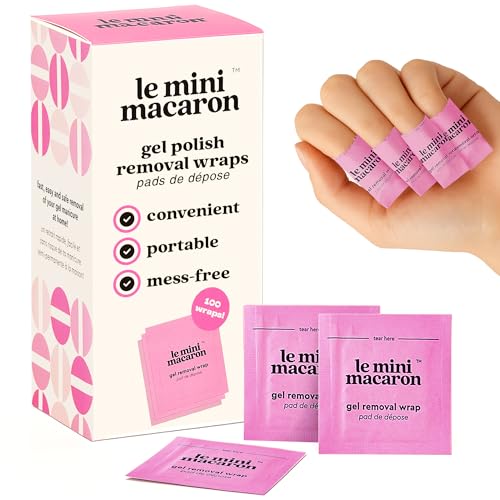 Le Mini Macaron Gel Nail Polish Remover Wraps | Easy, At-Home Soak Off Pads, Gel Polish Remover for Nails | Shellac Removal | Vegan, Cruelty-Free, 9-Free Formula - 100 Wraps