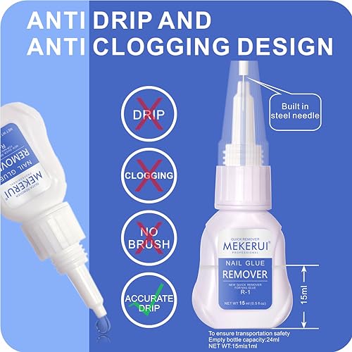Nail Glue & Remover Kit - 30+ Days Long-Lasting Gel, No UV Light Needed, Dropper-Type Quick Removal (G1 & R1 Professional Bundle)