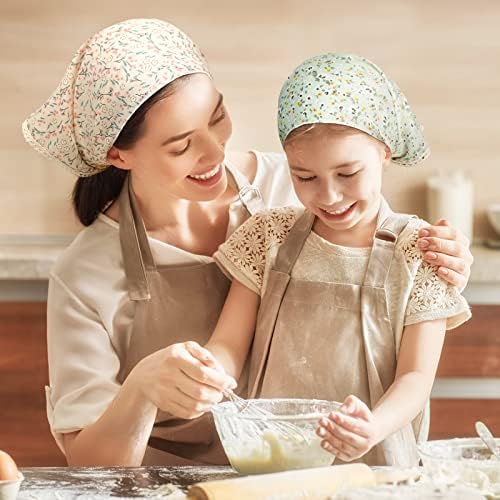 Dingion 6 Pcs Floral Hair Bandanas Head Kerchief Women Bandana Print Chiffon Hair Scarf Triangle Head Kerchief with Ties