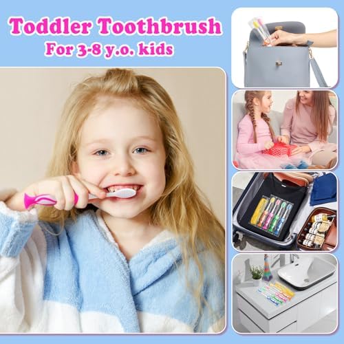 40 Pcs Disposable Toddler Toothbrushes, Suction Cup Bulk Kids Toothbrushes with 5 in Comb, Individually Wrapped Animal Toothbrush for Home, School, Camp, Daycare, Travel