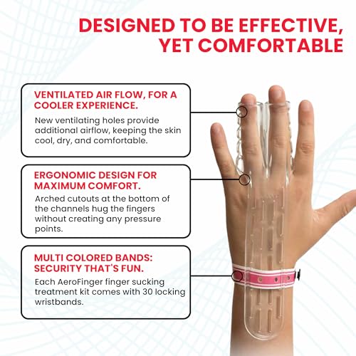 AeroFinger Stopper Kit – Anti Finger Sucking, Biting & Licking Deterrent for Babies to Toddlers – Finger Sucking Guard for Bad Habit Prevention & Treatment – Ages 2-4, Under 40 lbs. - Small