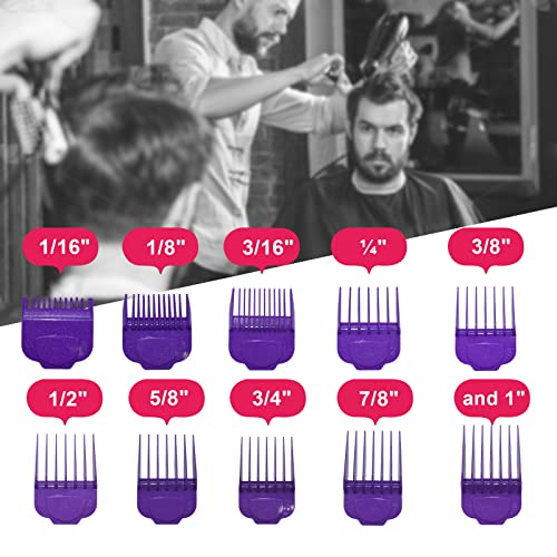 Magnetic Clipper Guards Guide Comb 10pcs Set Compatible with Andis Master Hair Clippers Purple