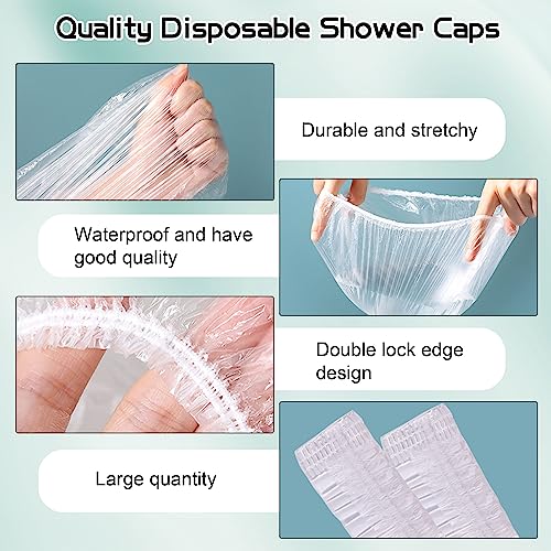 Shower Caps, 200PCS Large Thick Disposable Shower Caps, Bowl Covers, Clear Plastic Wrap for Women, Bath Caps for Hair Treatment