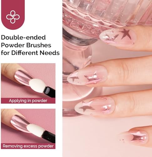 MelodySusie 16Pcs Chrome Nail Powder for Gel Nails,Metallic Mirror Effect Pigment Stylish and Technological Fine Glitter for Home DIY Salon Use