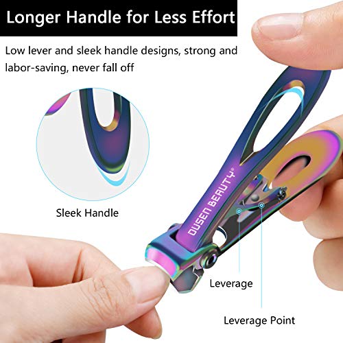 Nail Clippers for Thick Nails, Extra Wide Jaw Opening Nail Cutter for Hard Toenail, Stainless Steel Fingernail Big Toenail Trimmer with Nail File 3 Pcs Set for Large Toe Nail Seniors & Men & Women