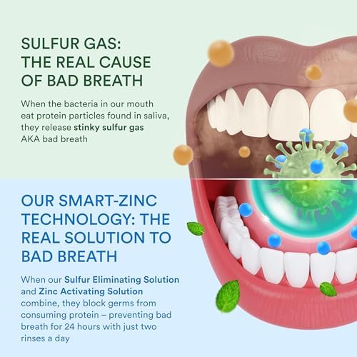 SmartMouth 2-Bottle Activated Mouthwash System with Pumps - Adult Mouthwash for Bad Breath - Twice Daily Oral Care System with Zinc Ion Technology - Fresh Mint Flavor, 32 fl oz (16 oz per Bottle)