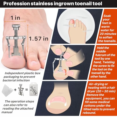 Konovo Ingrown Toenail Tool Kit 9 Pcs, Toe Nail Clippers for Adult and Seniors, Large Toenail Clipper for Ingrown Toenail Treatment/Thick Nails