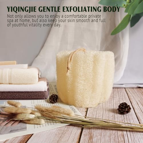 Natural Shower Loofah Sponge, Bath Exfoliating Loofa Body Scrubber, 5.5 “Soft and Easy Foaming Spa Lufa Sponges (3 Pack)