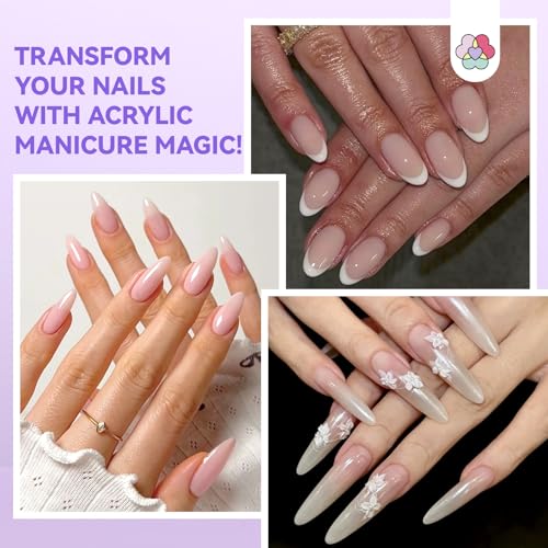 SAVILAND Essentials Acrylic Liquid Monomer: 8.12fl.oz Non-Yellowing EMA Monomer Acrylic Nail Liquid with Size 8,10,14 Nail Brushes for Acrylic Powder Application Beginner Nail Kit Home Nail Salon DIY