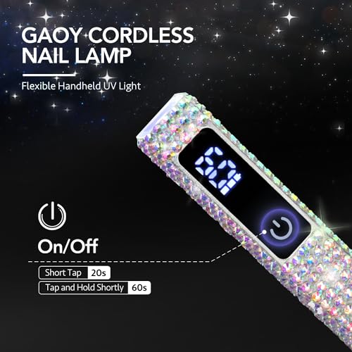 GAOY Handheld UV Light for Gel Nails, Mini Nail Lamp, Portable Cordless Rechargeable, Fast Curing, Diamond