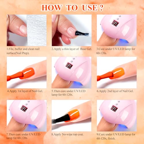 MEET ACROSS Color Changing Gel Nail Polish, 12 Colors Pink Blue Purple Orange Neon Mood Temperature Change Gel Polish Set Soak Off DIY Home Nail Art Gift For Girsl