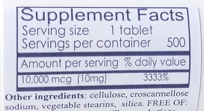 Biotin 10,000 mcg (500 Tablets) for Hair Growth, Skin, Strong Nails, biotin 10mg