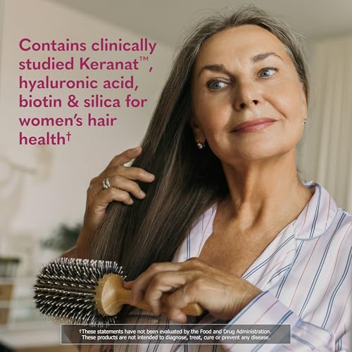 Garden of Life Hair Growth Duo Caps, Supplement for Thicker, Healthier Hair with Hyaluronic Acid, Biotin, Silica, and Patented Keranat, 30 Plant-Based Capsules