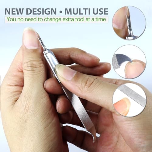 Toe Nail Files for Thick Nails, Professional Metal Nail File for Men Women Fingernail and Thick Toenails, Double-Ended and Double-Sided Stainless Steel, 2pcs Set