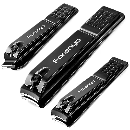 Nail Clippers,3 Piece Toenail Clippers Fingernail Clipper Nail Clippers for Men Women Adult, Nail Cutter Nail Clippers Set for Thick Toenails & Nails Black-no Case