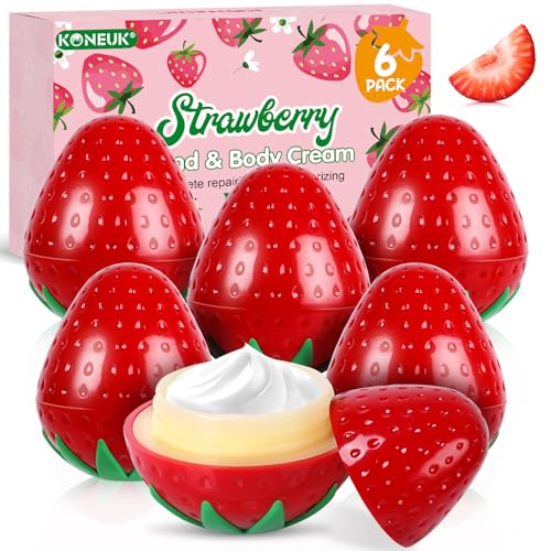 6 Pack Hand Cream Gifts Set For Women, Small Gifts for Women, Hand Lotion for Dry Cracked Hands, Thank You Gifts, Teacher Appreciation Gifts and Birthday Gifts, 1.06 Oz (Strawberry)