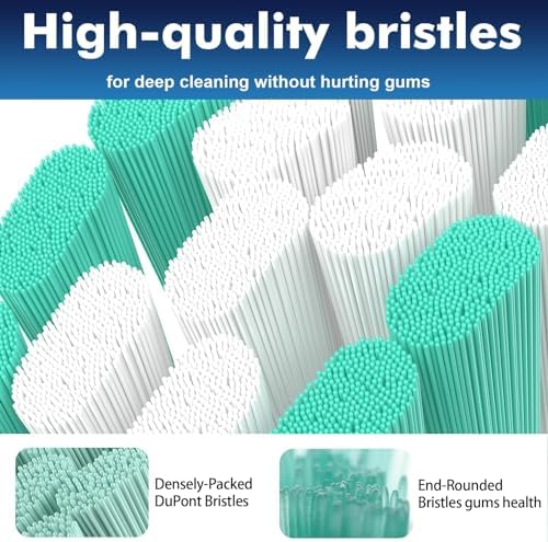 Replacement Toothbrush Heads Compatible with Philips Sonicare Protectiveclean C1 C2 4100 5100 6100 9024 6250, White, 10 Sonic Electric Brush Head (Green White, Medium)