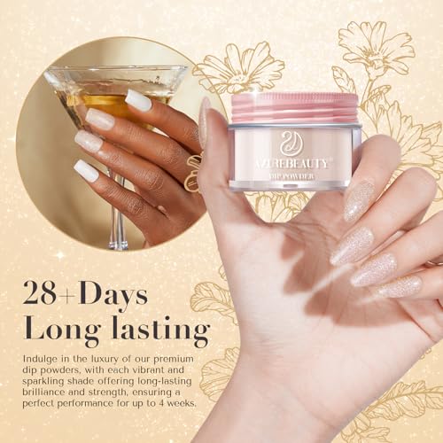 AZUREBEAUTY Nude Nail Dip Powder Colors 28g/1oz Dipping Powder Glitter 2X Shining Glitter French Art Starter Manicure Beginner DIY Salon Home Gift Long Lasting Dip Nail Powder