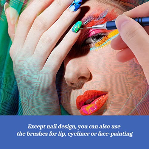 Nail Art Liner Brushes Set, 6Pcs Nail Art Design Brush Striping Thin Long Lines Dotting Drawing Pen, UV Gel Polish Painting Metal Handle Striper Brushes Size 5/7/9/11/20/25mm