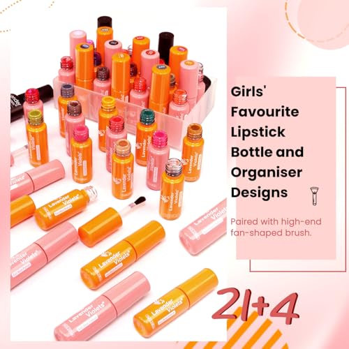 Lavender Violets 26 PCS Blooming Gel Nail Polish Set, 21 Colors Marble Flower Watercolor Solid Glitter Red Brown Green Black with Base Coat Glossy and Matte Top Coat Liner Brush Pen C406