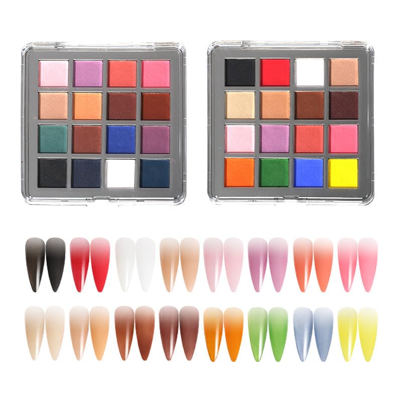 Nail Pigment Palette Solid nail Powder Set Ombre Nail Powder For Nail Art Manicure DIY Accessories 16 Colors (A)